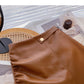 Koreanischer zerknitterter Hip Wrap unregelmäßiger dünner A-förmiger PU-Lederrock mit hoher Taille 5591