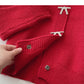 Pullover mit V-Ausschnitt, Strickjacke für Damen, koreanisches Schleifenknopf-Design, Top 6176