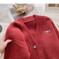 Lantern Sleeve Vintage solid color sweater coat  6187