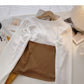 Korean slim fit French retro color blocking short long sleeve shirt  6329