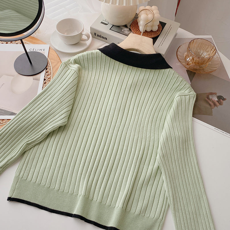 Versatile age reducing threaded sweater slim top fashion  6481