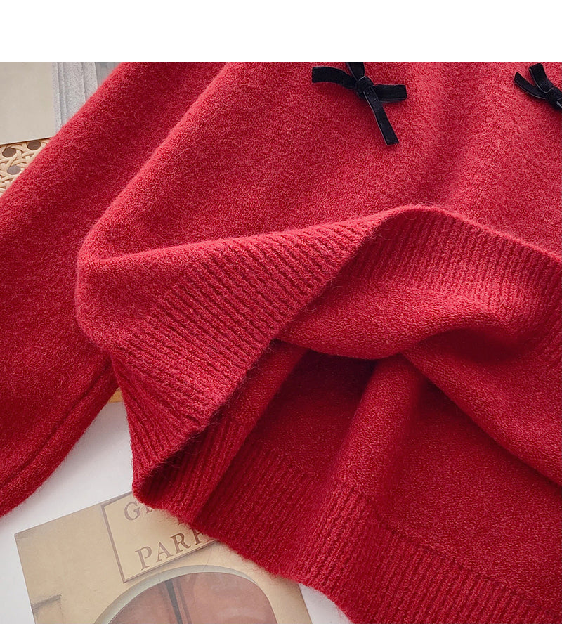 Langärmliger, einfarbiger Vintage-Pullover mit dünnem Top 6185