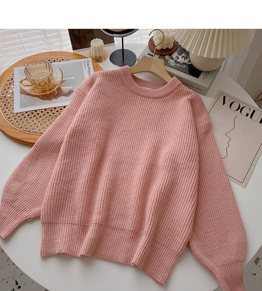 Loses Langarm-Pullover-Oberteil 6030 im koreanischen Stil