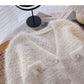 Imitation mink wool solid color sweater knitted cardigan fashion  6135