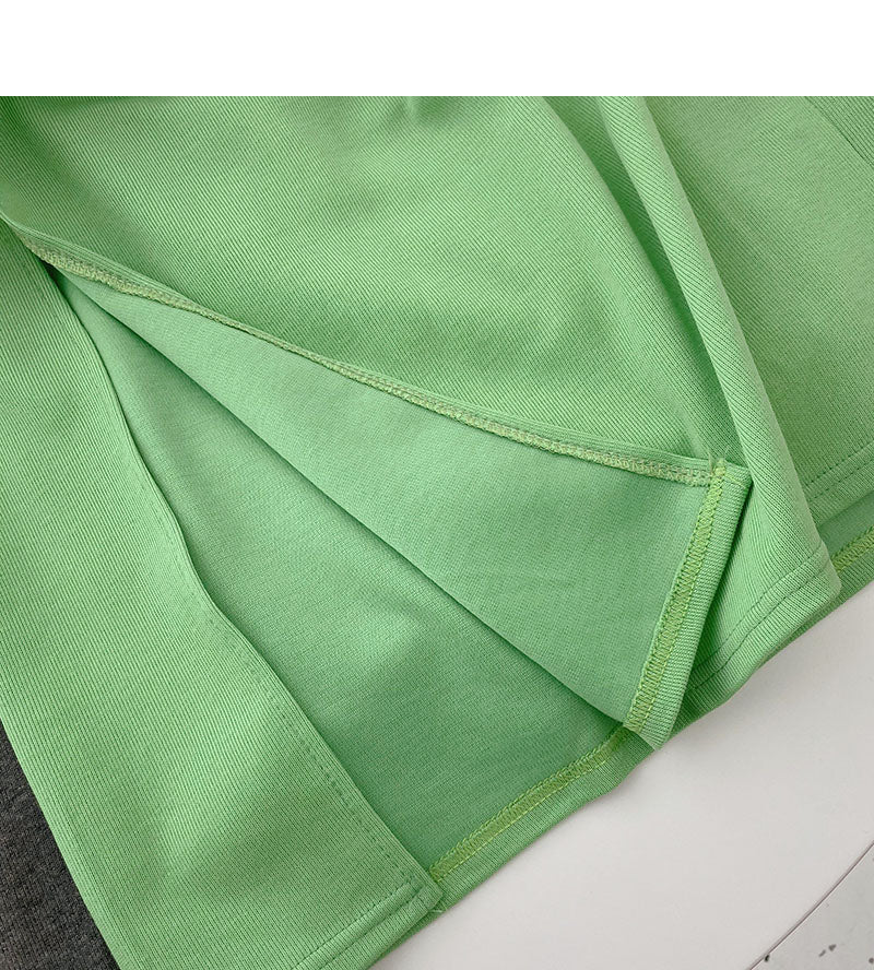Korean high waist side split design pure color A-line skirt  5721