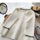 Small fragrance twist color matching long sleeve loose top  6022