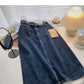New niche design chain high waist split A-line skirt  5717