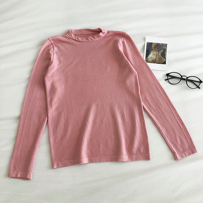 Korean pure color thin bottomed sweater  6445