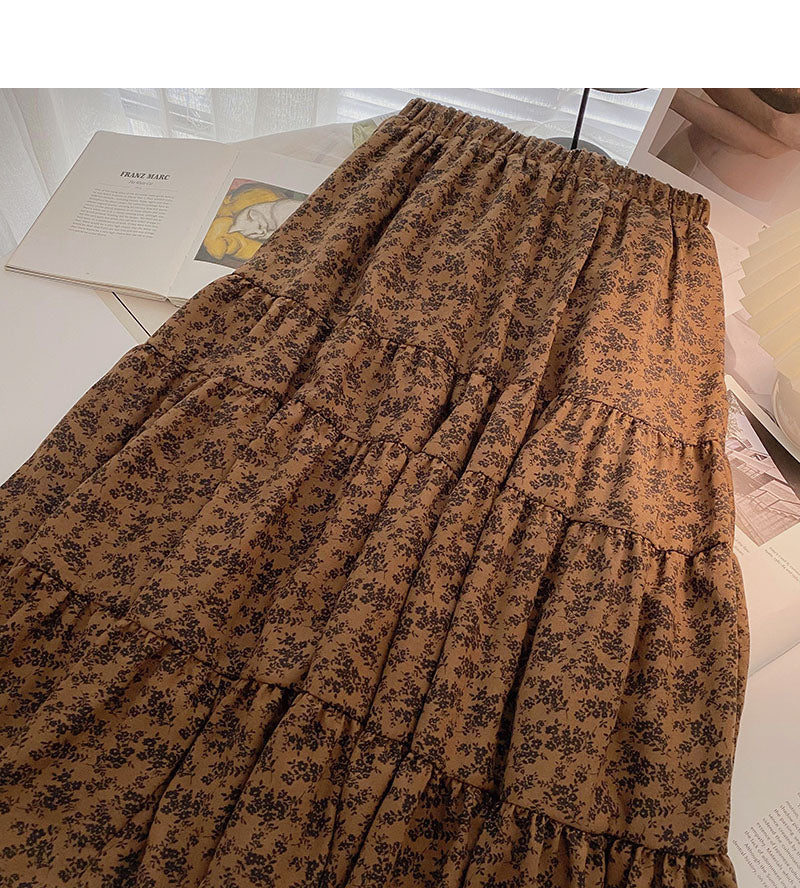 Vintage high waist elastic A-line skirt  5773