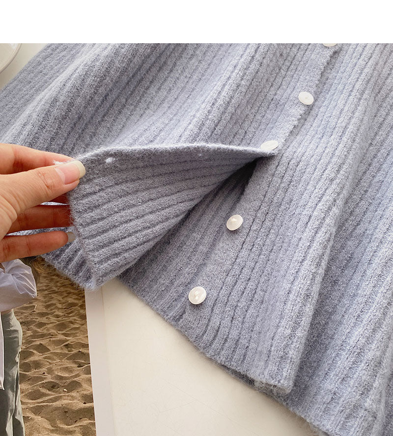 Knitwear women's casual versatile V-Neck long sleeve top cardigan  6554