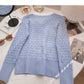 Twist knit shirt gentle bandage pearl buckle long sleeve top  6692