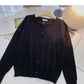 Cardigan knitted coat solid color long sleeve single breasted top  6661