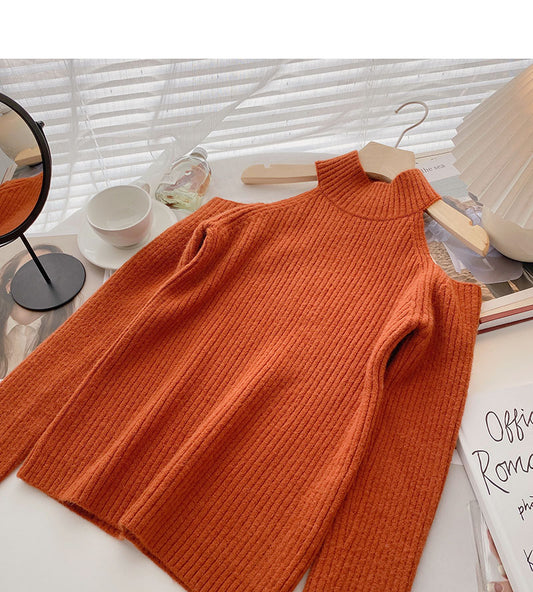 Schmaler schulterfreier Langarm-Pullover für Damen Design 5946