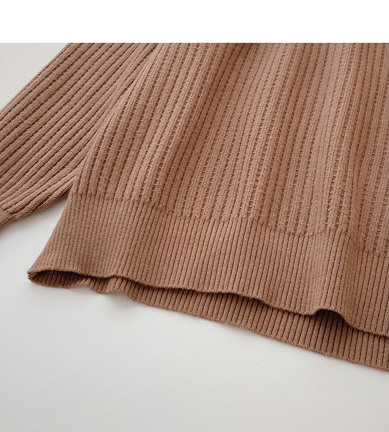 Design sense knitwear Vintage long sleeve Pullover Lapel top  6660