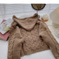 Niche design hooded Pullover long sleeve short knit top  5854