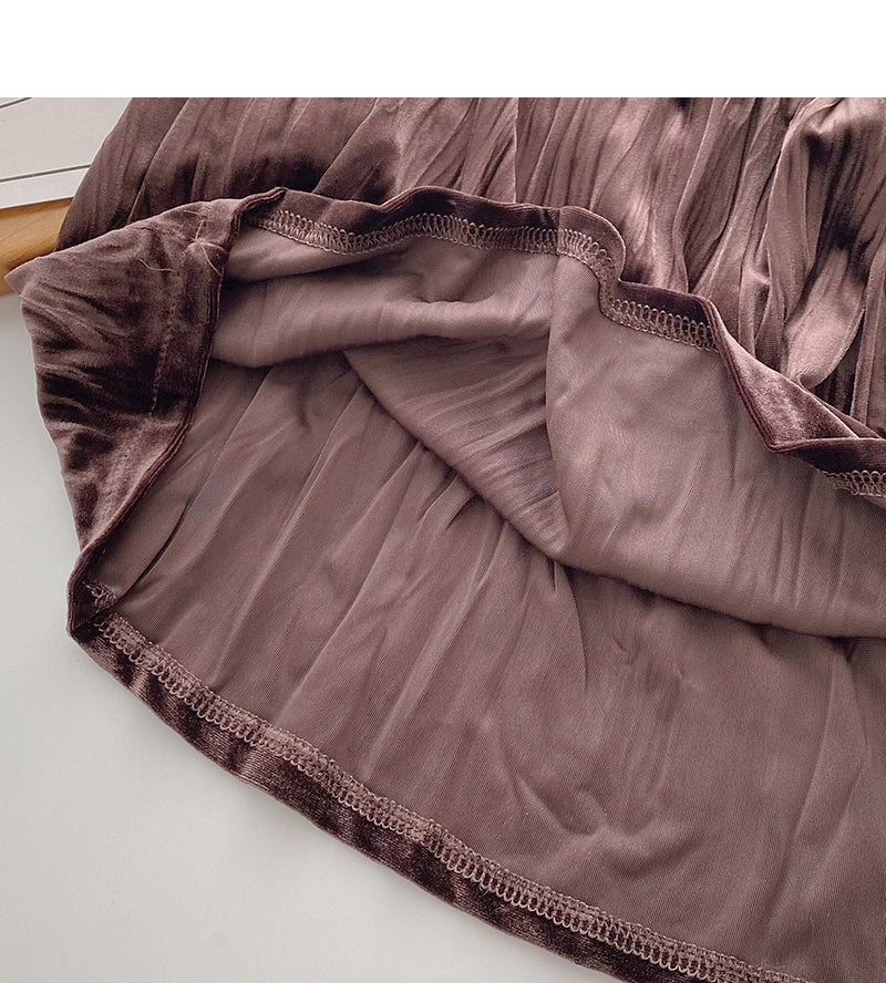 Temperament retro pleated A-shaped slim skirt  5780