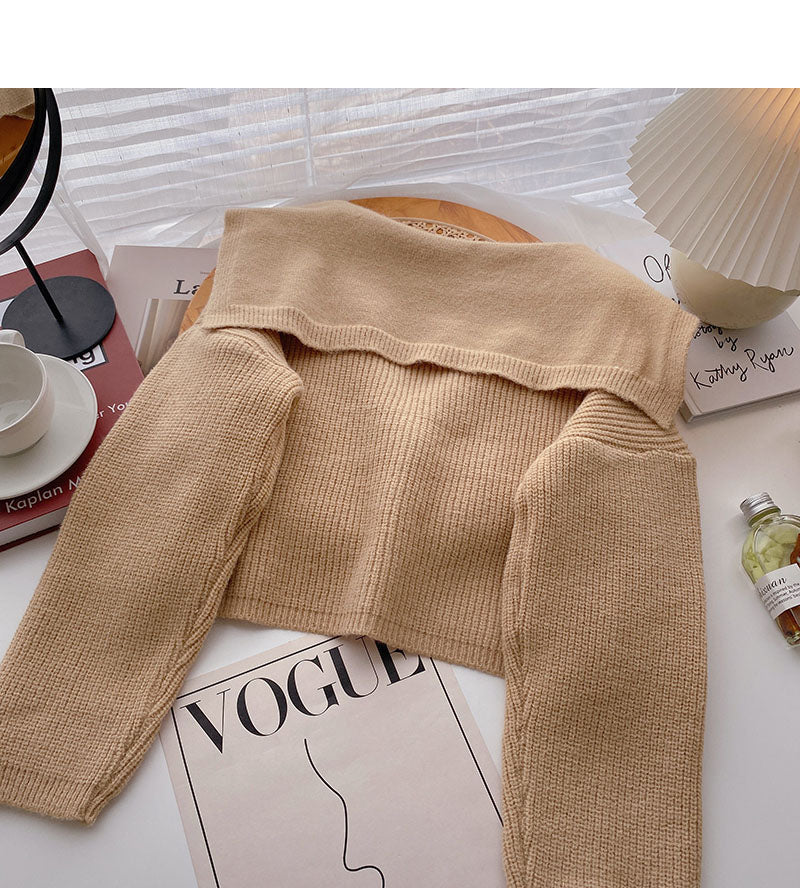 Retro lazy temperament short long sleeve Navy collar T-shirt  5861