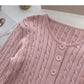 Knitted cardigan coat French retro short twist long sleeve top  6644