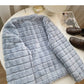 Vintage solid color Plaid Wool Coat long sleeve coat with small Satchel  6224