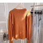 Solid basic sweater Crew Neck Long Sleeve Sweater  6146