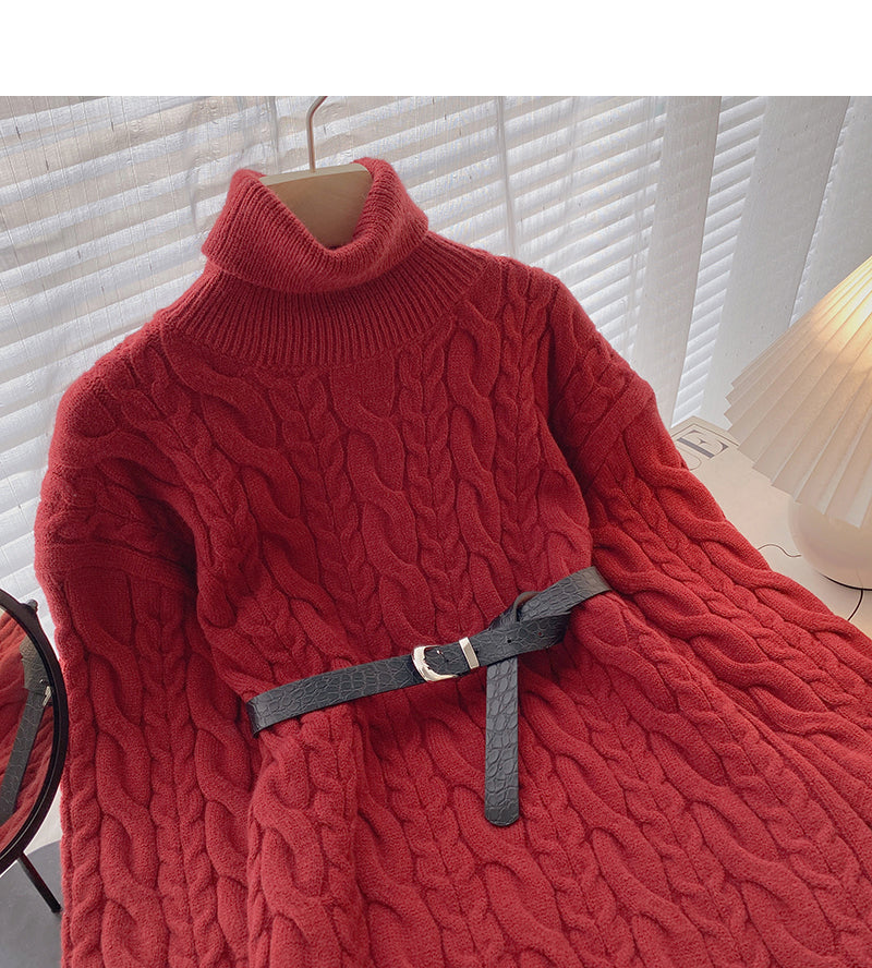 Medium length high neck Pullover twist sweater  5953