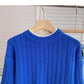 Design color contrast crew neck Pullover Sweater  6163