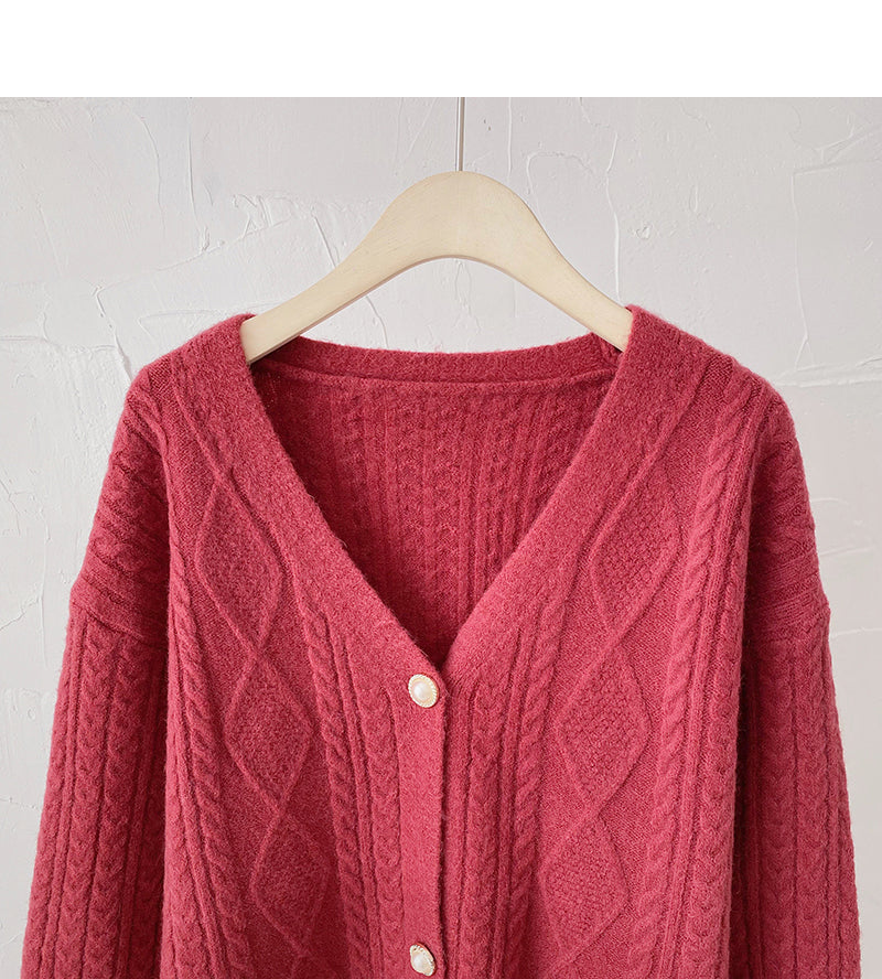 Single breasted V-neck Vintage sweater cardigan  6179