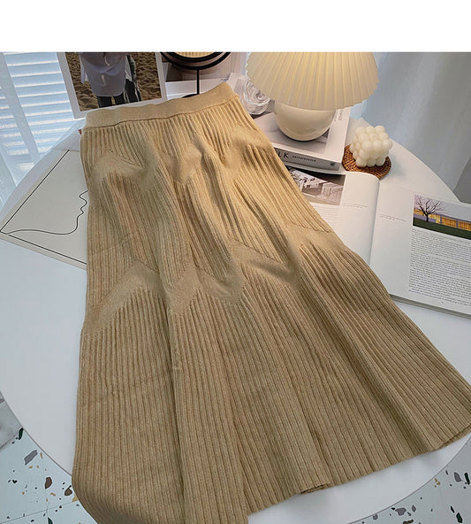 Korean minority design thread knitted high waist skirt  5767