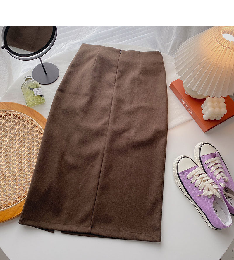 Split retro style thin skirt one step skirt  5705