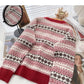 Vintage color matching sweater cardigan personalized long sleeve top  6120