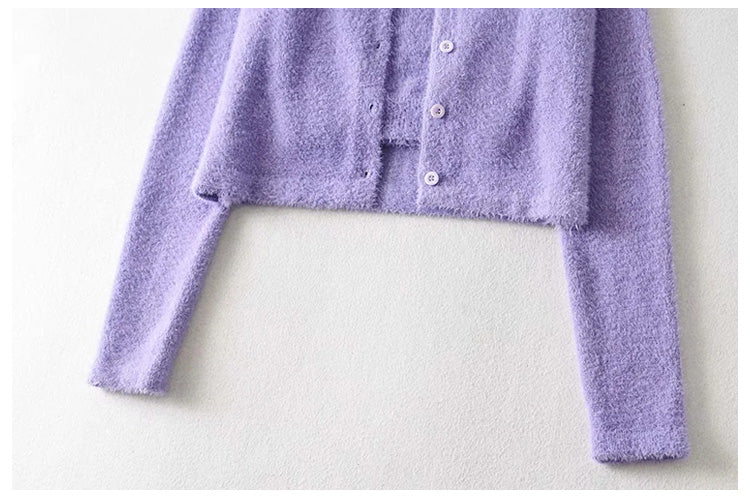 Aging sweet simple button solid color sweater cardigan  7210