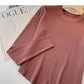 Knit bottomed shirt slim fit short versatile casual long sleeve top  6619