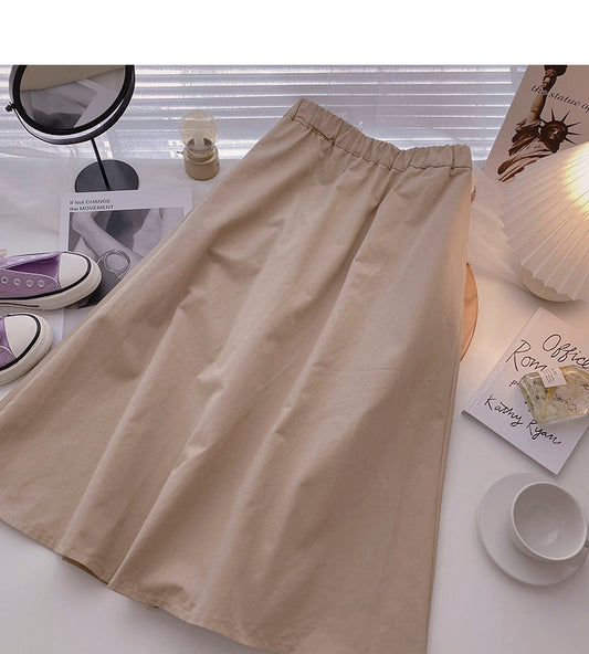 Simple solid color versatile A-line dress  5710