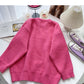 Versatile lazy personality letter flocking loose long sleeve Pullover Top  6008