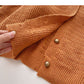 Casual Vintage Lapel long sleeve loose knit top  5872