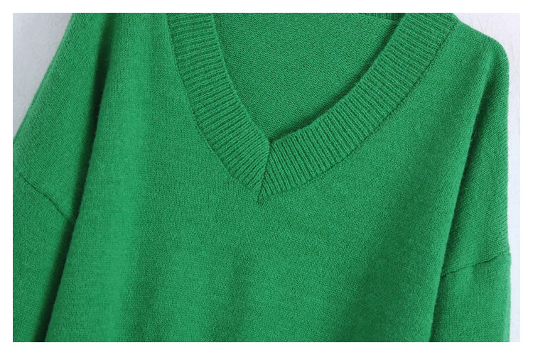 Versatile Soft Knit Long Sleeve V-neck rib knit  7166
