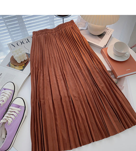 Retro port style leisure A-shaped high waist mid length skirt  5733