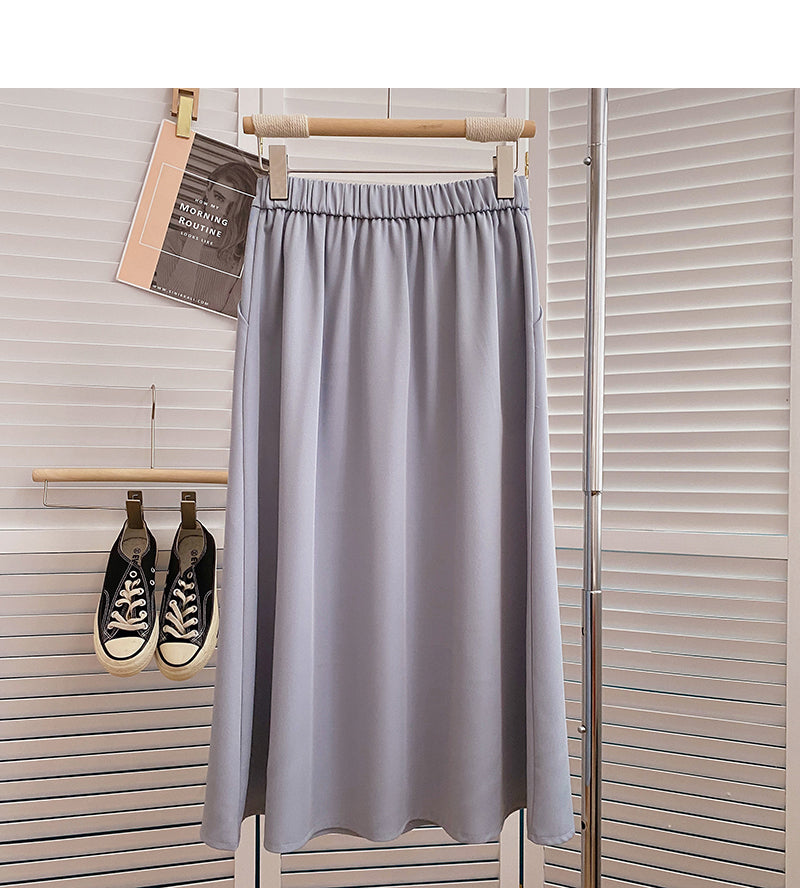 Solid color versatile high waist skirt  5825