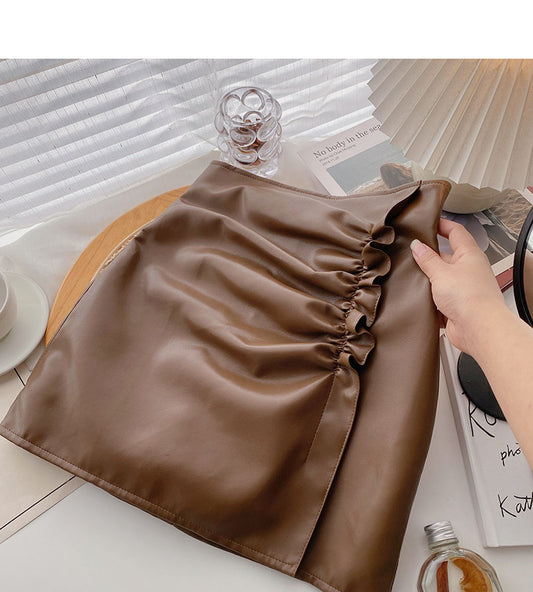 Niche design pleated lace Hip Wrap A-line skirt  5445