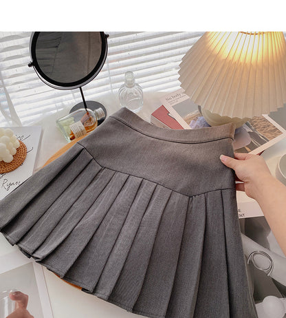 New Korean version of foreign style age reduced high waist pleated skirt  5439