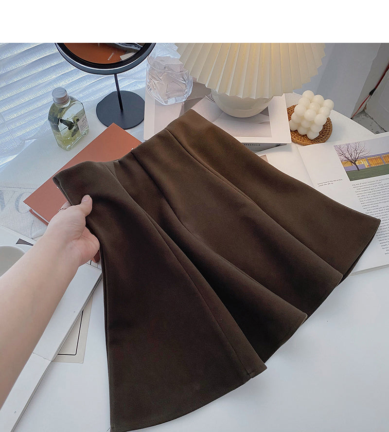 New Korean fashion temperament lazy leisure a-word high waist skirt  5432