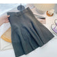 Simple little man versatile pleated high waist A-line skirt  5468