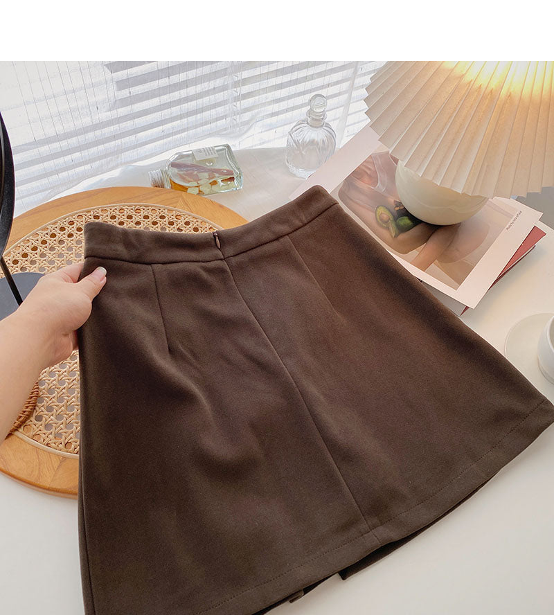 Design sense niche personality slim high waist A-line skirt  5434