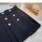 Korean retro simple double row button high waist pleated skirt  5498