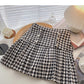 Korean double breasted design retro fashion thousand bird pleated skirt  5413