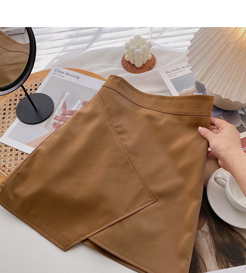 Korean design irregular A-shaped high waist short skirt fashion  5449