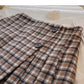 Aging Hong Kong style retro contrast checkered high waist A-line skirt  5475