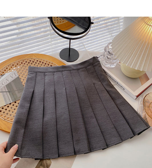 Korean version of versatile popular solid color high waist A-line skirt  5558