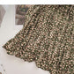Hong Kong style retro floral high waist elastic A-shaped large swing skirt  5738
