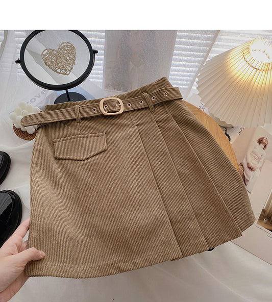 Corduroy Skirt is slim and fashionable pleated skirt  5492